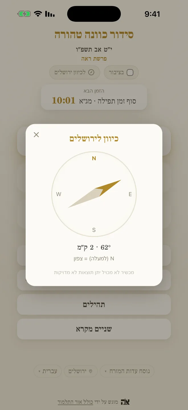 המצפן המצביע לכיוון הר הבית.
